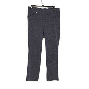 ANNE KLEIN Navy Blue & White Dot Stretch Knit High Rise Leggings Pants Sz 8‎